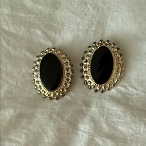 Elegant Black and Gold Oval Earrings